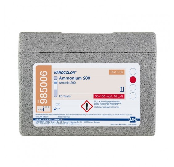 NANOCOLOR® Ammonio 200 - 30-160 mg/L NH4-N, 40-200 mg/L NH4+ - 20 TEST